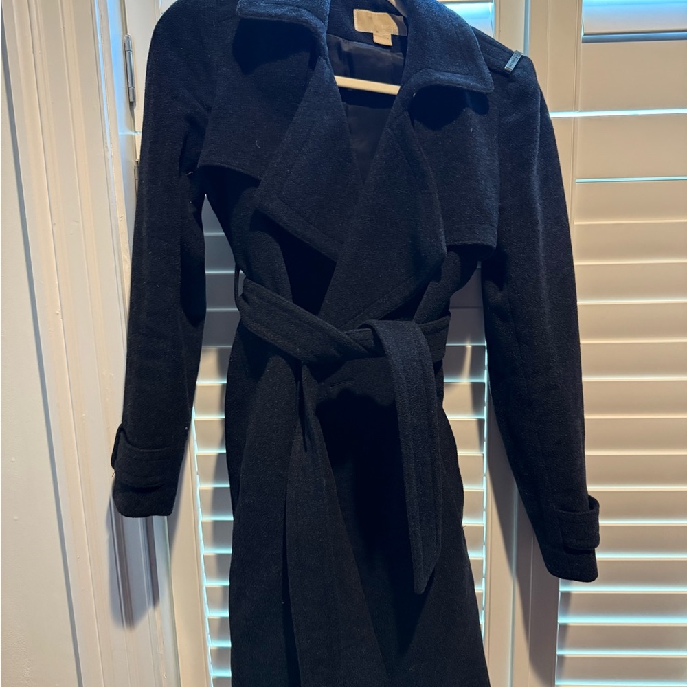Elegant Dark Grat Michael KorsTrench Coat